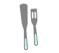 Toyvian 2 pièces Spatules Silicone Mini pour Cuisson Œuf et Steak Ustensiles Cuisine Antiadhésifs Accessoires Barbecue Pratiques et Résistants Bleu et Gris