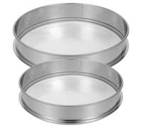 Toyvian 2 Pièces Tamis à Sol en Acier Inoxydable Rond à Maille Épaisse | Argenté, Bord Roulé Renforcé, Léger et Portable, Prise en Main Confortable pour Sable et Graines