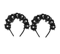 Toyvian 2 Pièces Tête Crâne et Fleurs Noir pour Halloween et Jour des Morts Accessoire Cosplay Élégant et Durable pour Femmes et Parfait pour Fêtes et Festivals