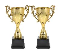 Toyvian 2 Pièces Trophée de Compétition en Plastique Or, Symbole d'honneur et Encouragement pour Étudiants, Statue Créative et Élégante pour Cérémonie de Célébration