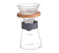 Toyvian 2 pièces Verre à Café Borosilicaté Résistant Chaleur avec Filtre Mailles Fines Pot à Café Transparent pour Infusion Manuelle avec Support Bois