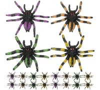 Toyvian 20 Pièces Décorations Araignées Halloween Accessoires de Fête Simulacre Araignées Réalistes Jaune Vert et Orange Parfait pour Ambiance Effrayante à ou Fête