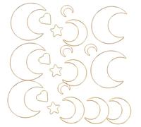 Toyvian 20 pièces Lot de Anneaux Métalliques Dorés pour Attrape-rêves Cercles Macramé Fer Robustes Formes Lune Étoile et Cœur Accessoires DIY pour Décoration Artisanale