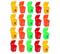 Toyvian 20 Pièces Miniature Garbage Bin Set Small Plastic Trash Cans with Lids for Play and Storage for Dollhouse and Roleplay