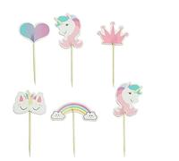 Toyvian 24 pcs Mignon Licorne Nuage Gâteau Cupcake Toppers Décoration Gâteau Choix pour Enfants Bébé Douche Fête d'anniversaire