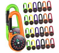 Toyvian 24 Pièces Boussole Escalade Clip Portable Mousquetons Colorés avec Boussole Intégrée Guide Orientation pour Randonnée Camping et Activités Extérieures