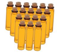 Toyvian 24 Pièces Lot de Petites Fioles Verre Marron avec Bouchon Liège Bouteilles à Vœux pour DIY Flacons Classiques Compacts pour Projets Artistiques et Souvenirs