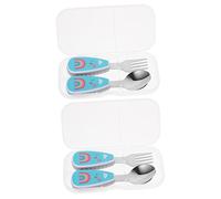 Toyvian 2ensembles Set Ustensiles Pour Garçon Fille Inoxydable Avec Cuillère Et Fourchette Apprentissage De Alimentation Boîte Arc-ciel Ustensiles Ergonomiques Pour Garçon Et Fille