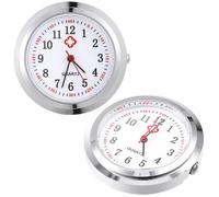Toyvian 2pcs Cadrans de Montre de Poche Argenté en Verre, Accessoire Infirmier Pratique et Facile à Transporter pour DIY Manuel Plusieurs Styles