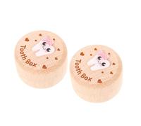 Toyvian 2pièces Boîte à Dents Pour Garçon Fille Petite Boîte Ronde Bois à Souvenirs Pour Dents De Lait Perdues Pour Fille Ou Garçon
