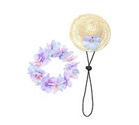 Toyvian 2pièces Lot de Couronnes De Chapeaux De Paille pour Animaux De Compagnie Accessoires Photo pour Chien Et Chat pour Plage Hawaïennes