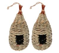 Toyvian 2pièces Nichoir à Tissé Main Paille Nichoir Artificiel pour Oiseaux Lieu De Reproduction pour Petits Oiseaux