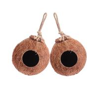 Toyvian 2pièces Nid en Coquille De Noix Suspendu pour Perroquets Maison Naturelle Lit Oiseau Cage Abri Privé