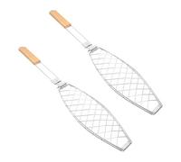 Toyvian 2pièces Panier à Poisson pour Barbecue Pliable Acier Inoxydable avec Poignée Anti-brûlure pour Cuisiner Poissons Légumes Et Viandes