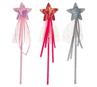 Toyvian 3 Pièces Baguette Fée Pailletée Rose et Argentée Accessoire Cosplay Étoile Scintillante et Sûr pour Filles Fête Halloween et Noël