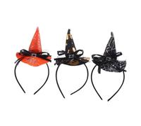 Toyvian 3 Pièces Bandeau De Chapeau De Sorcière D'halloween Mini Chapeaux De Sorcière Artisanaux Toile D'araignée Bandeaux De Maquillage Pour Femmes Corbeau Masque Bandeau Spa Plastique