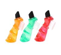 Toyvian 3 pièces Brosse Double-face pour Prothèses Dentaires Mini Brosse Portable et Pratique pour Nettoyage Oral Lot de Couleurs Rouge Orange Vert