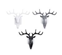 Toyvian 3 Pièces Crochet Mural de Bois de Cerf, Décor Maison Noir | Plastique, Style Moderne et Traditionnel, Gain de Place, pour Clés ou Parapluie, Pièce Chic