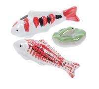 Toyvian 3 Pièces Décoration Aquarium Flottante Figurines Céramique Poisson Rouge Grenouille Assise Ornement Étang Jardin Déco Poissons Simulés Réalistes