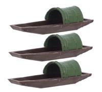 Toyvian 3 Pièces Figurines Bateau de Vintage Décor Flottant Miniature pour Aquarium Modèle Sculpté Main pour Décoration Maison Jardin Féerique Bonsaï et Maison de Poupée
