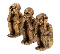 Toyvian 3 pièces Figurines Singes Résine Décoration Animale Dorée pour Salon Bureau Bureau Étagère Ornements Miniatures