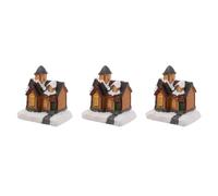 Toyvian 3 Pièces Maison de Village de Noël Lumineuse en Résine, Miniature