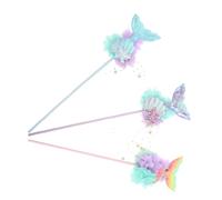 Toyvian 3 pièces Mermaid Sequin Tail Wand Set for Interactive Princess Party Favors for Birthday and Festival Play