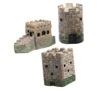Toyvian 3 Pièces Miniature Modèle de Résine Décorations de Châteaux Européens et Chinois pour Maquettes de Table de Sable Forteresses Carrée et Ronde