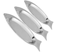 Toyvian 3 pièces Plateaux Inoxydables Forme de Poisson pour Service et Conservation des Aliments Assiettes Multifonctions Compatibles Micro-ondes pour Maison Restaurant et Buffet