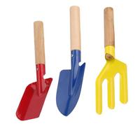 Toyvian 3 pièces Set de Outils de Jardinage avec Manches Bois Petite Pelle Métallique Binette et Fourchette pour Désherbage et Plantation Léger et Compact pour Entretien du Jardin
