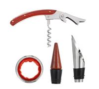 Toyvian 3 pièces Set de Ouvre-Bouteille Vin Acier Inoxydable avec Anneau Anti-Goutte et Bec Verseur Tire-Bouchon Ergonomique pour Vin Rouge Outil Complet pour Amateurs et