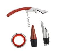 Toyvian 3 pièces Tire-Bouchon Vin Ergonomique Bois Rouge avec Collier Anti-Goutte et Verseur Léger et Multi-usages pour Bouteilles de Vin Standard Accessoire Pratique pour Maison et
