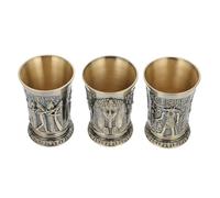 Toyvian 3 pièces Verre à Shot Vintage Égyptien Métal Coupe à Cocktail Antique Gravée Pharaons Tasses à Liqueur Créatives Bronze pour Dégustation Spiritueux