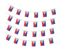 Toyvian 30 Pièces Guirlande de Drapeaux Philippines en Polyester, Fanions Triangulaires Préassemblés Finition Renforcée, Décoration Patriotique Facile pour Fêtes et Événements
