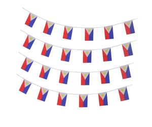 Toyvian 30 Pièces Guirlande de Drapeaux Philippines en Polyester, Fanions Triangulaires Préassemblés Finition Renforcée, Décoration Patriotique Facile pour Fêtes et Événements