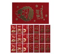 Toyvian 36 Pièces Enveloppes Rouges Année du Mouton 2027, en Papier Doré | Style Chinois Traditionnel, Motifs Mouton Cartoon, sans Pli, pour Cartes Présents et Billets, Fêtes Familiales
