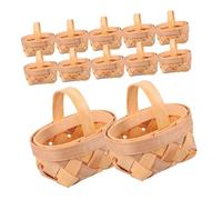 Toyvian 36 Pièces Mini Panier en Bois Naturel avec Anse Lot de Paniers Miniatures Décoratifs pour Rangement et Cadeaux Fête et Robuste pour Maison Bureau