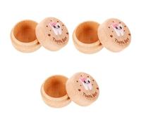 Toyvian 3pièces Boîte à Dents Bois Pour Garçon Fille Rangement Pratique Des Dents De Lait Et Cheveux Souvenir Mignon Et Boîte Fée Bois Moderne