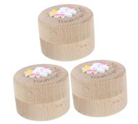 Toyvian 3pièces Boîte à Dents Bois Pour Rangement Charmant Pour Souvenirs De Dents De Lait Avec Design Sculpté Unique Et Parfait Pour Garçons Et Filles