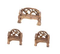 Toyvian 3pièces Mini Bancs Et Chaises De Jardin Résine Ornements Artisanaux Multicolores Décoration De Jardin Miniature