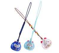 Toyvian 3pièces Pendentif Chat De Porte-clés Décoratifs pour Téléphone Décoration De Voiture Charmant Maneki Neko Couleurs