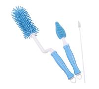 Toyvian 3pièces Set De Nettoyage Silicone Pour Biberons Goupillon Brosse à Tétines Et Brosse à Cuillère Rotation Et Pour Garçon Fille Et Bleu