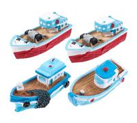 Toyvian 4 Bateaux Miniature Bateau Maison De Poupées Bateaux De Pêche Mer Ornement Bateau En Plastique Ornement Modèles De Croisière En Résine Micro Paysage Bateau Bateau De Croisière Miniature