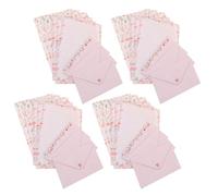 Toyvian 4 Ensembles Kit de Papeterie Rose Papier à Lettres Élégant et Enveloppes D'invitation en Papier Décoratif, pour Écrire et Créer des Messages Uniques