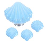 Toyvian 4 Pièces Bouton de Meuble Style Mer Bleue Céramique | Décor Côtier, Remplacement Facile des Anciens Boutons, Usage sur Commode et Bibliothèque, Finition Unique