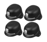 Toyvian 4 Pièces Casques de Policier Britannique pour Garçon Fille Chapeaux Plastique avec Insigne Accessoires de Déguisement pour Jeux Imitation Fête Halloween et Cosplay