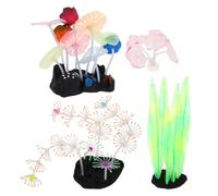 Toyvian 4 Pièces Décor de Réservoir Aquarium Plastique Lumineux de Plantes Artificielles Réalistes pour Ornements de Poissons et Décoration Aquatique Effet Lumineux Nocturne et Durable
