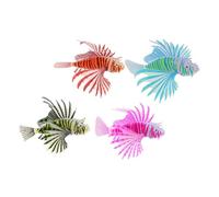 Toyvian 4 Pièces Décorations Poissons Lumineux pour Aquarium Poisson Lion Silicone Fluorescent Réaliste Ornements Simulation Étanche pour Bassin Décoration de Réservoir Aquatique