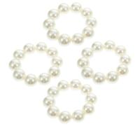 Toyvian 4 Pièces Élastiques à Cheveux en Bracelet de Perles, Corde à Cheveux de Fille, Blanc, Résine, Élastiques pour Queue de Cheval, pour Femmes et Filles