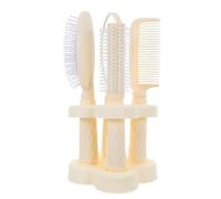 Toyvian 4 Pièces Kit de Peigne de Coiffeur, Ensemble de Peignes à Cheveux Coiffage, PP Blanc, Brosse de Massage, Miroir à Main et Support, pour Femmes et Filles, Voyage et Coiffage Mobile